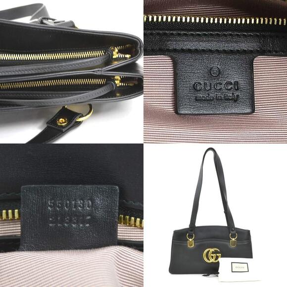 GUCCI Black Leather GG Marmont Shoulder Bag - Picture 5 of 5